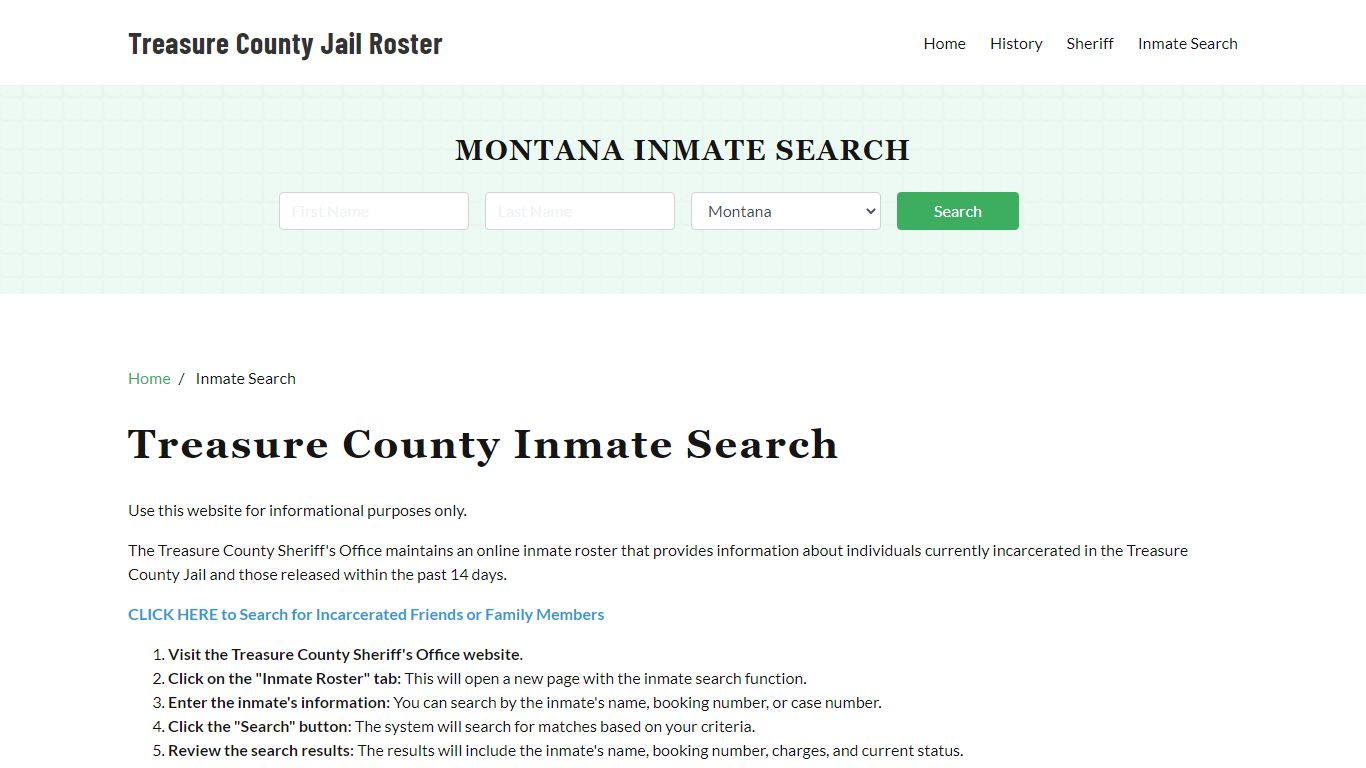 Treasure County, MT Detainee Lookup