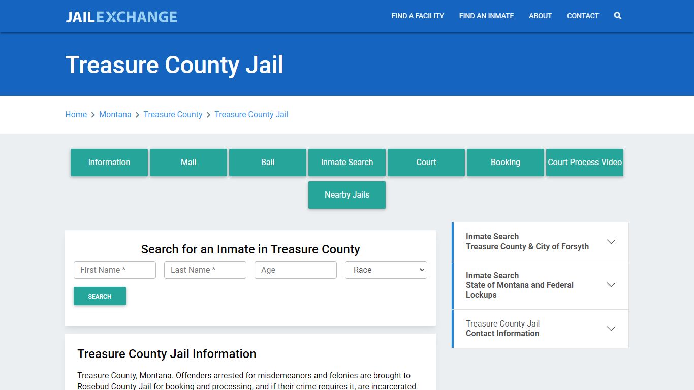 Treasure County Jail Roster Lookup, MT, Inmate Search