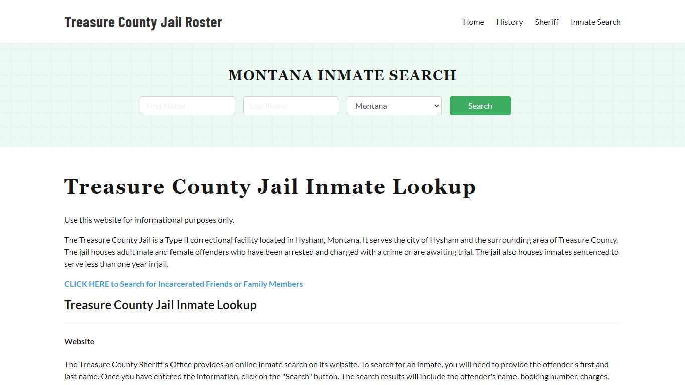 Treasure County Jail Roster Lookup, MT, Inmate Search